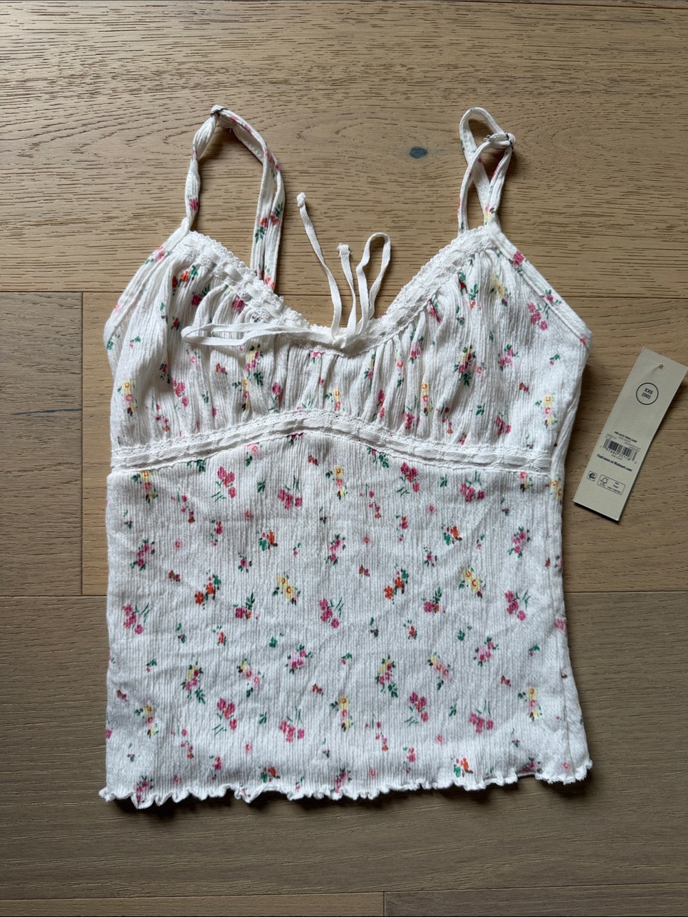 Women’s White Floral Smocked Cami Top